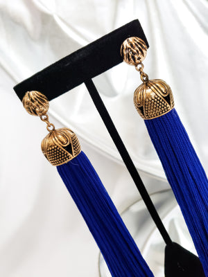 Diva Blue Tassel Earrings